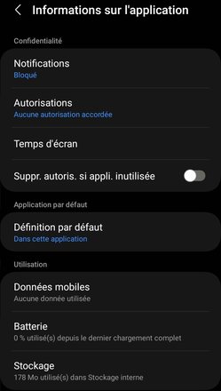 Informations sur l'application